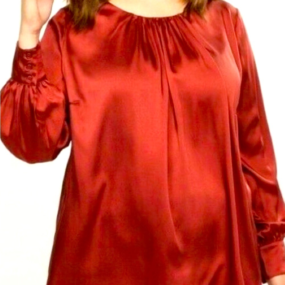 Burnt Orange Silk Like Women’s Blouse